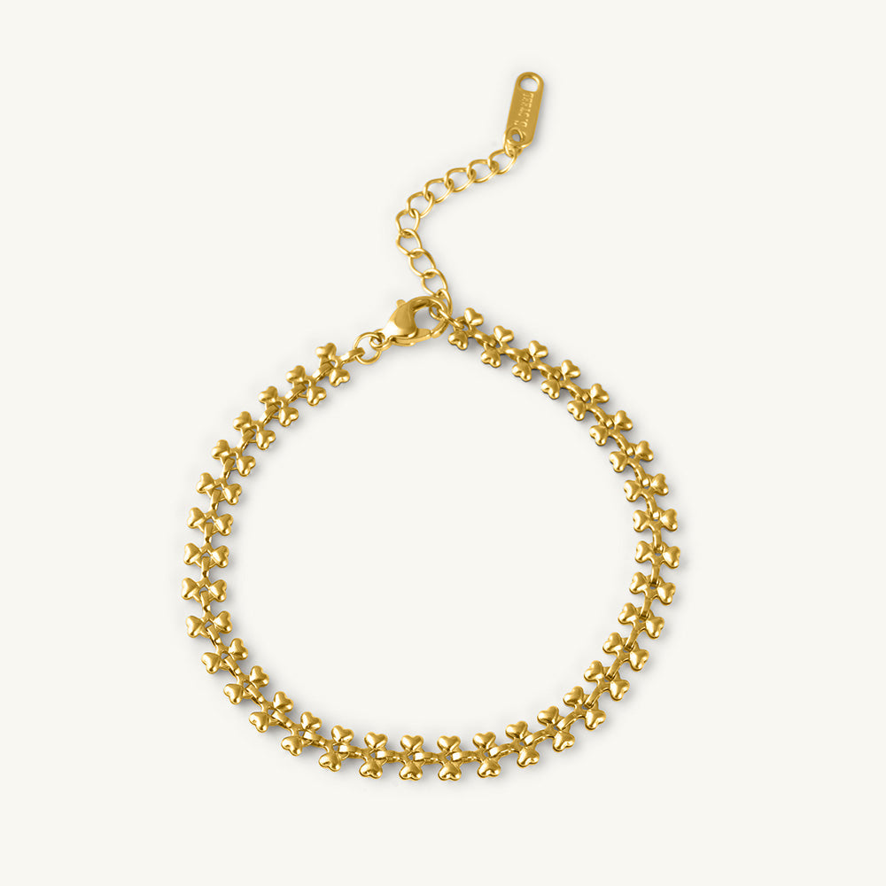 Golden Heart Floral Link Bracelet