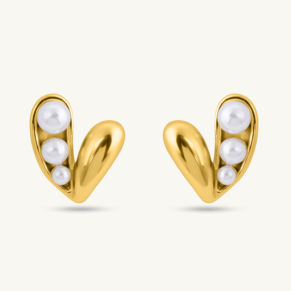 Lustrous Embrace Heart Pearl Earrings