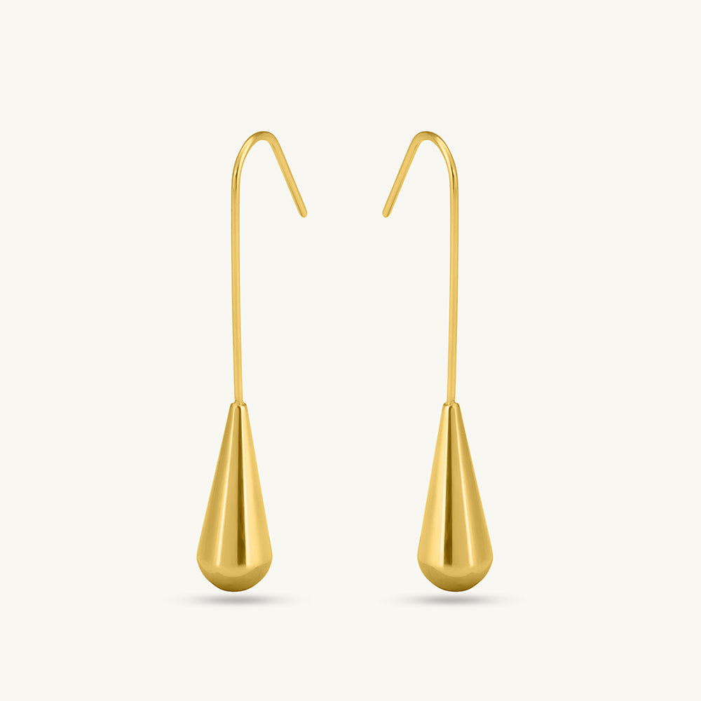 Long Gold Teardrop Earrings