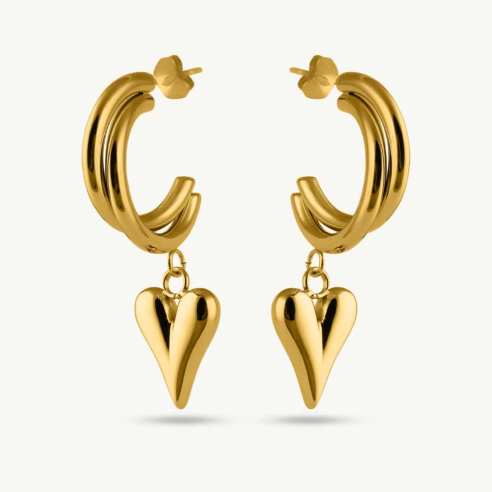 Luxe Heart Drizzle Drop Earrings
