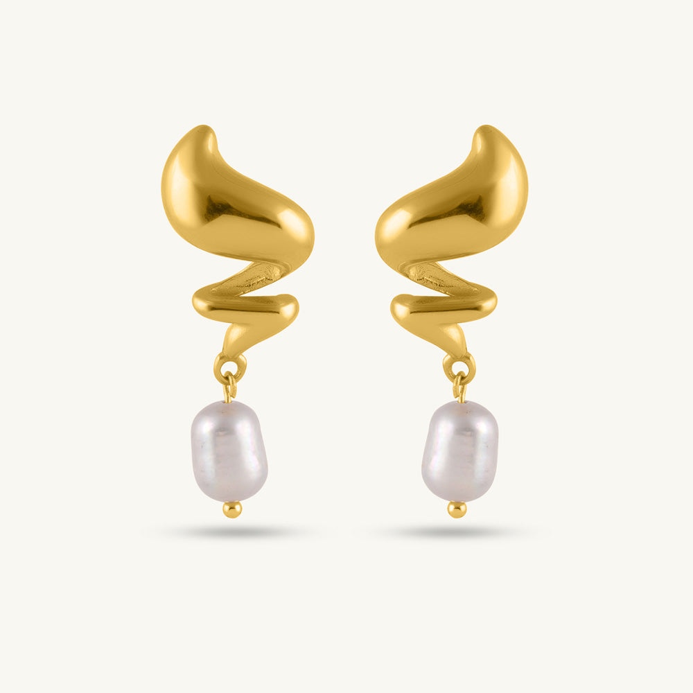 Bolt Pearl Twist Drop Earrings