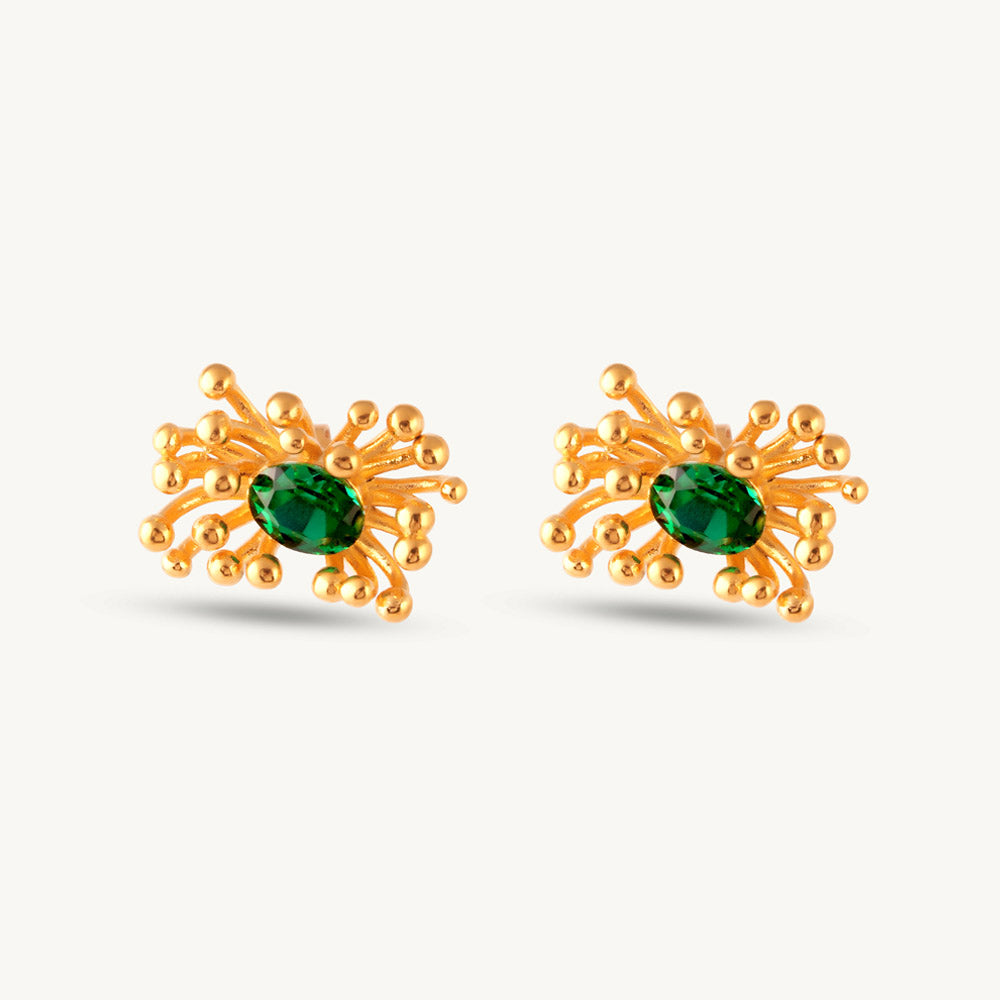 Gold Burst CZ Stone Earrings