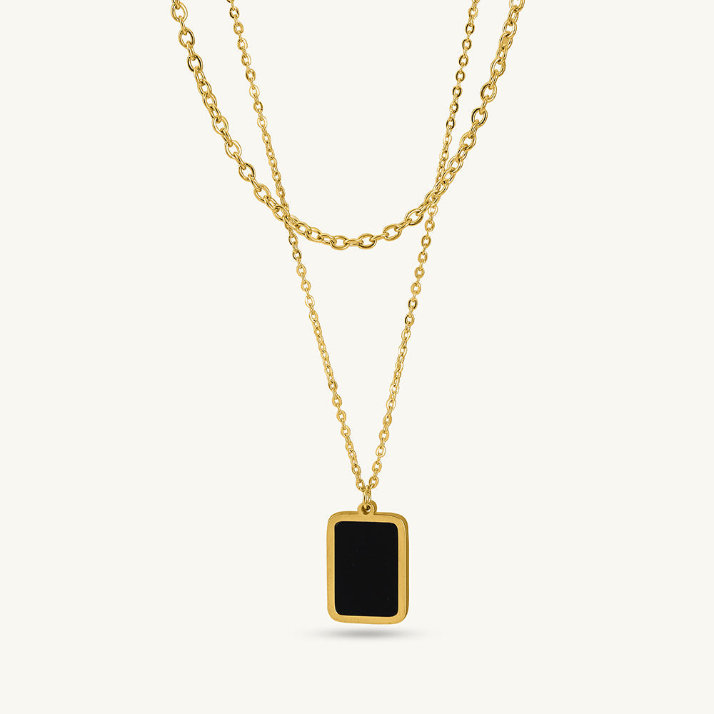 Gold Chain with Black Pendant