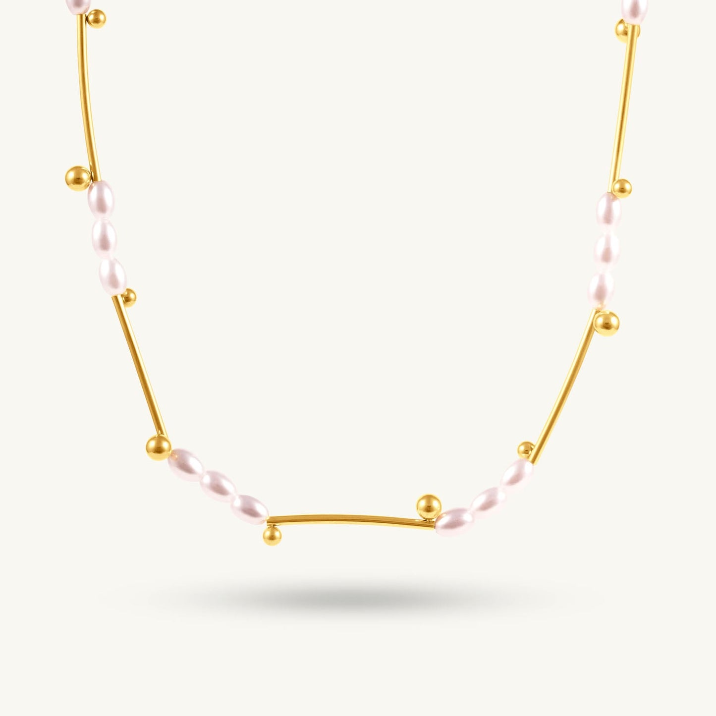 Twin Star Trail Dainty Pearl Necklace