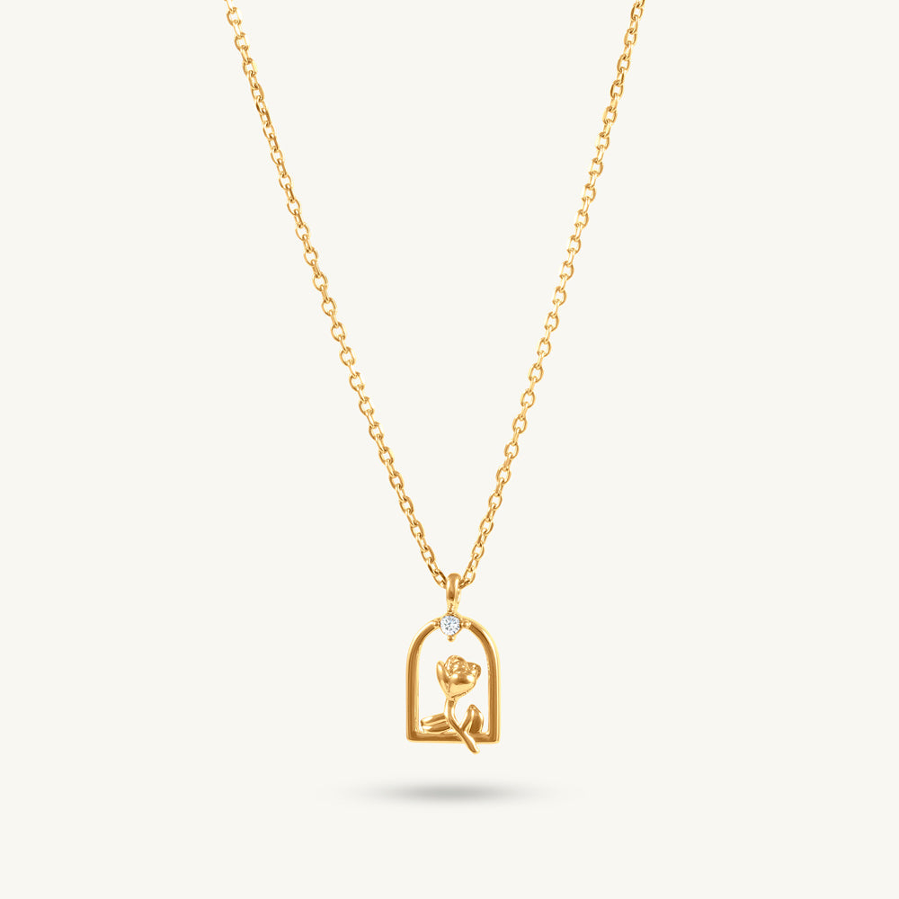 Dainty Bloom Frame Pendant Necklace