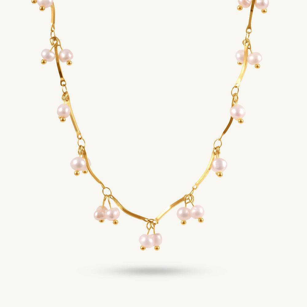 Dangling Pearl Stars Chain Necklace