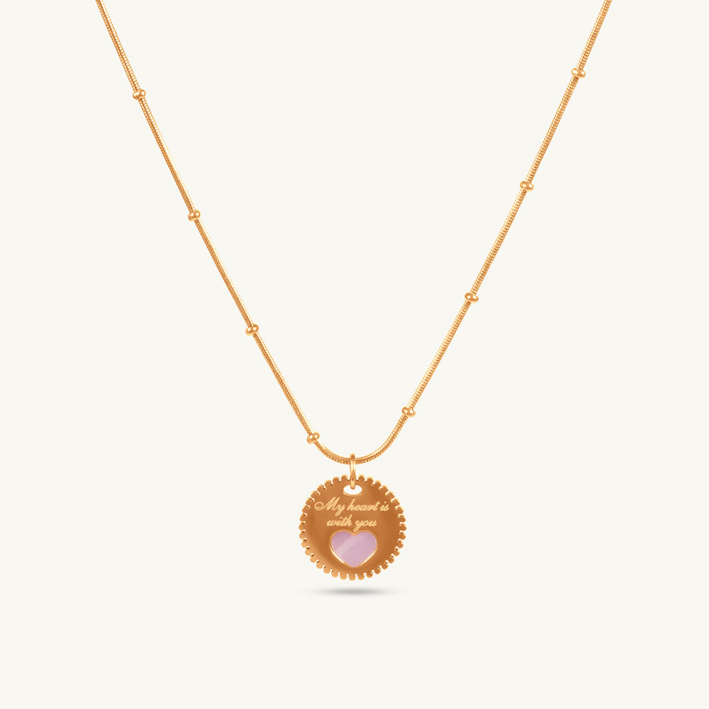 Engraved Coin Heart Pendant
