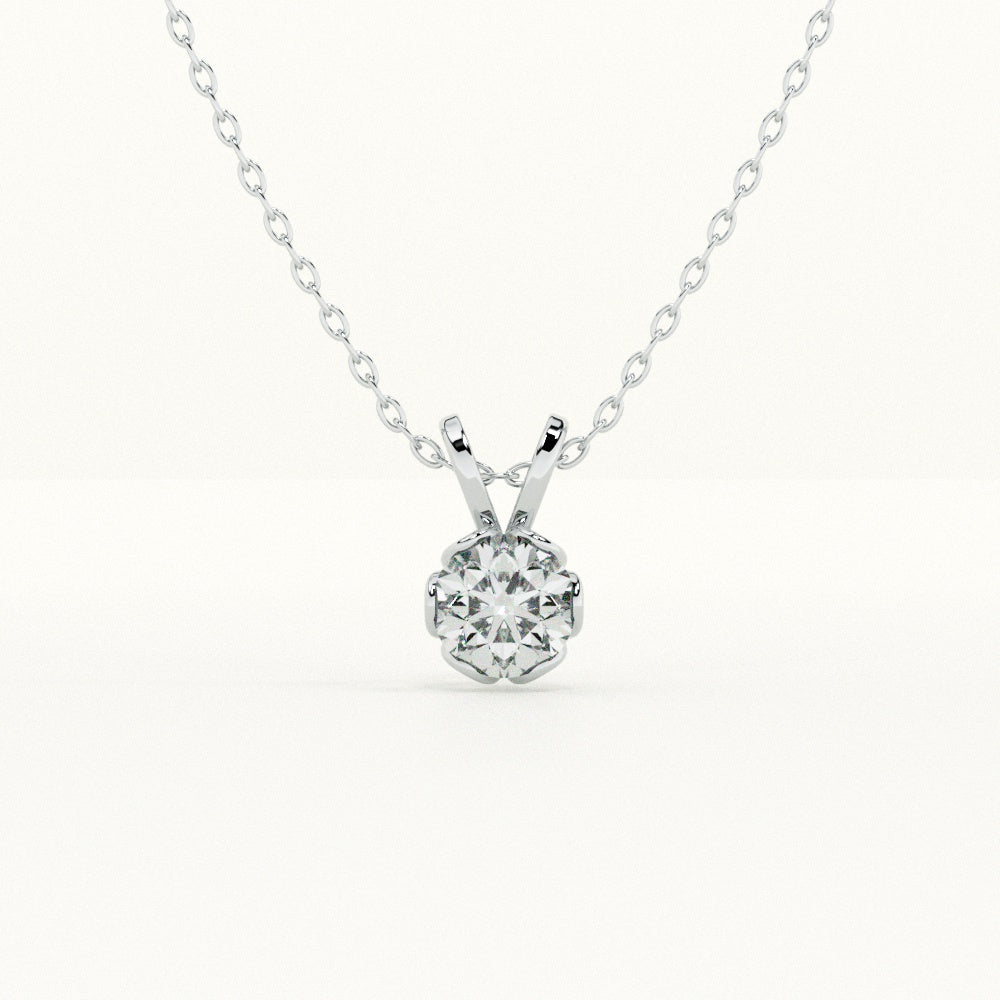 Floral Halo Diamond 925 Sterling Silver Necklace