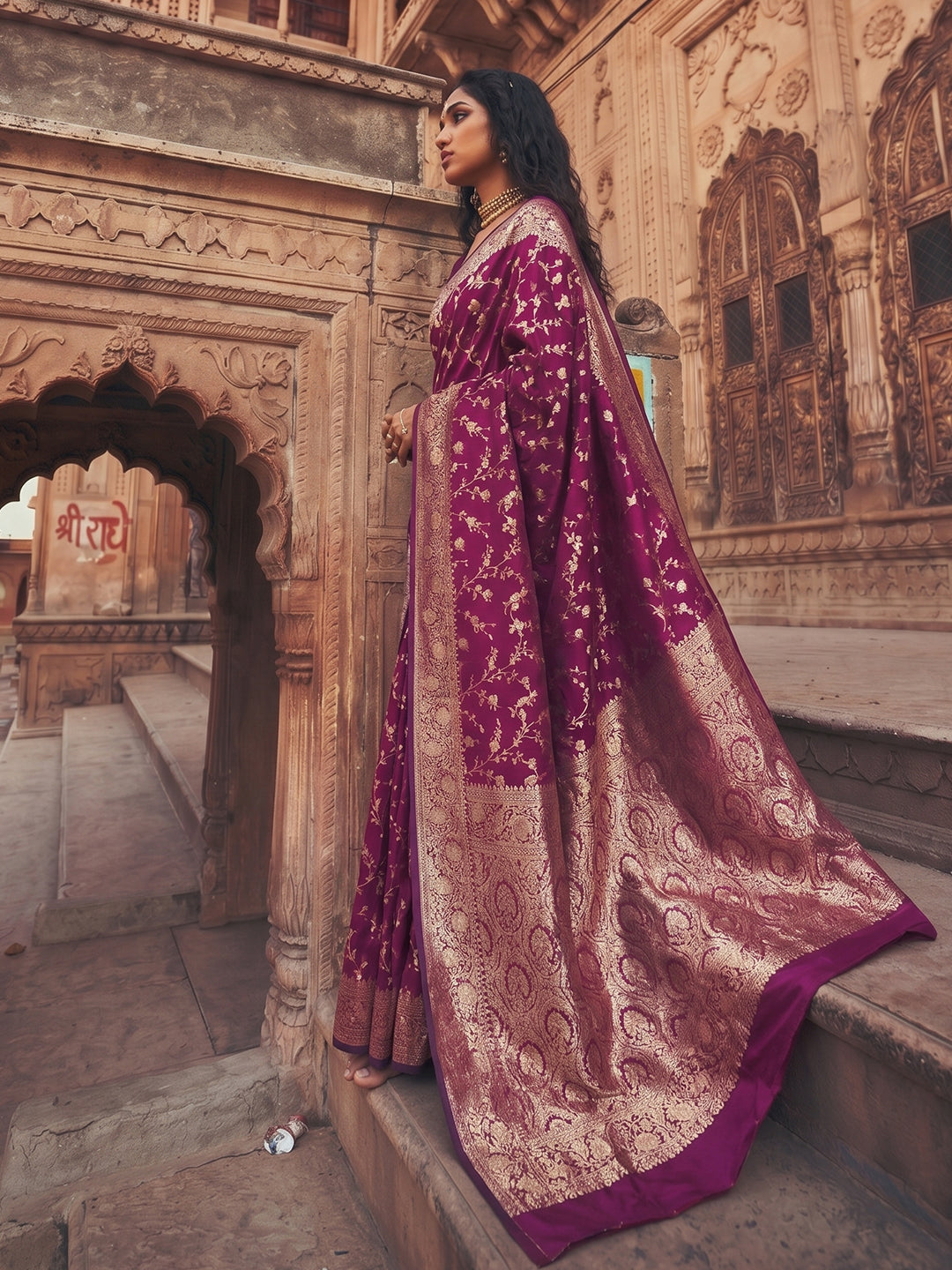 Shree Shyam Fashion Wine Art Silk Fancy Saree