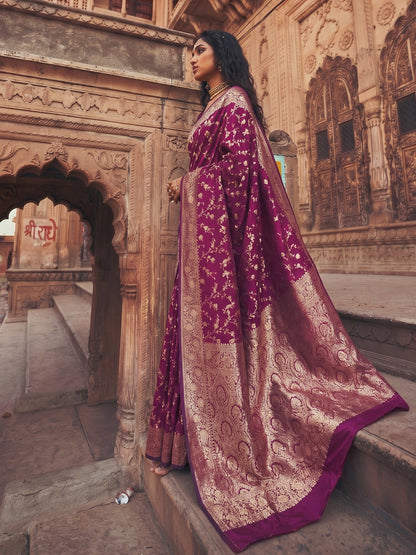 Shree Shyam Fashion Wine Art Silk Fancy Saree