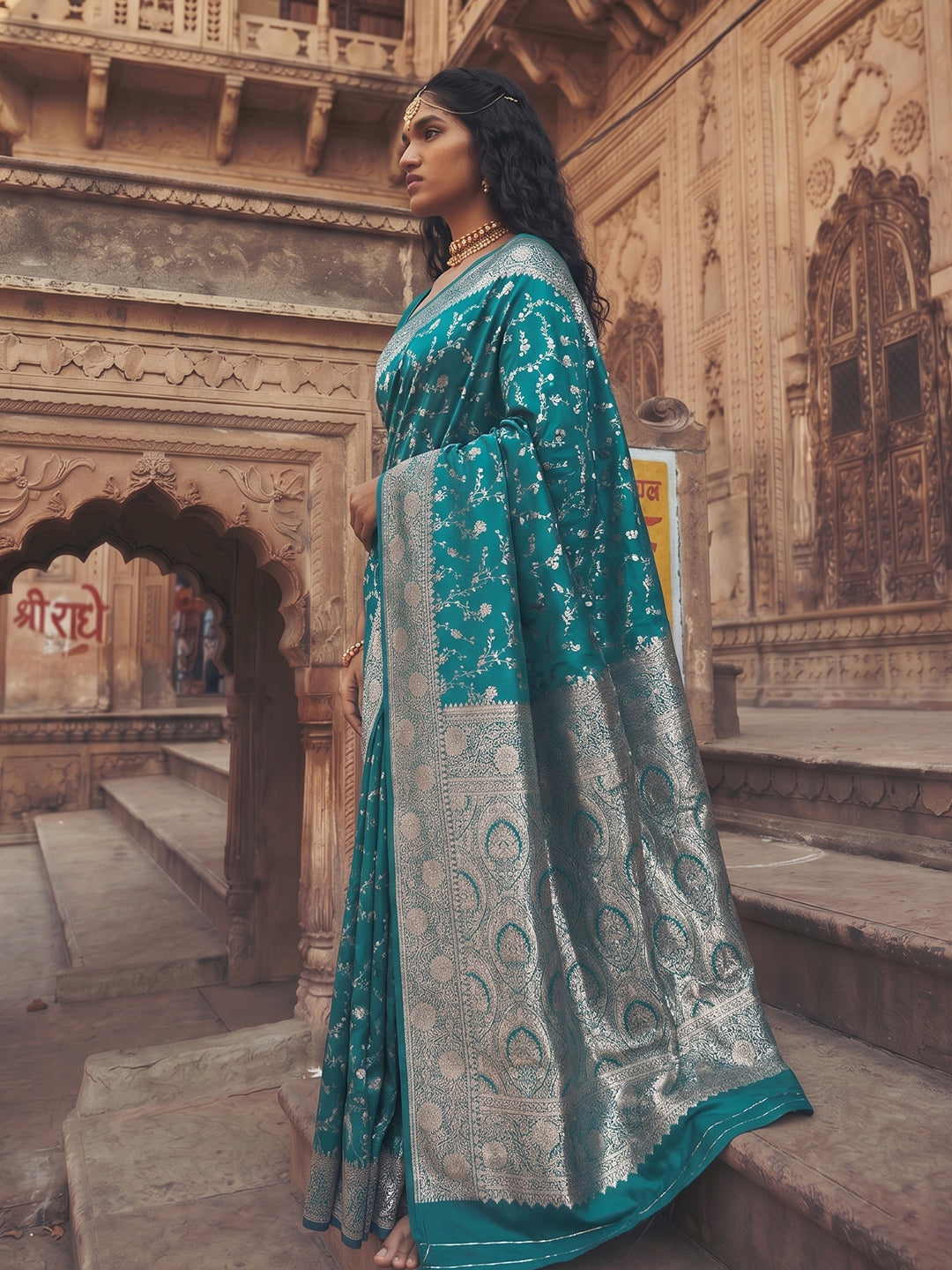 Shree Shyam Fashion Rama Green Art Silk Fancy Saree