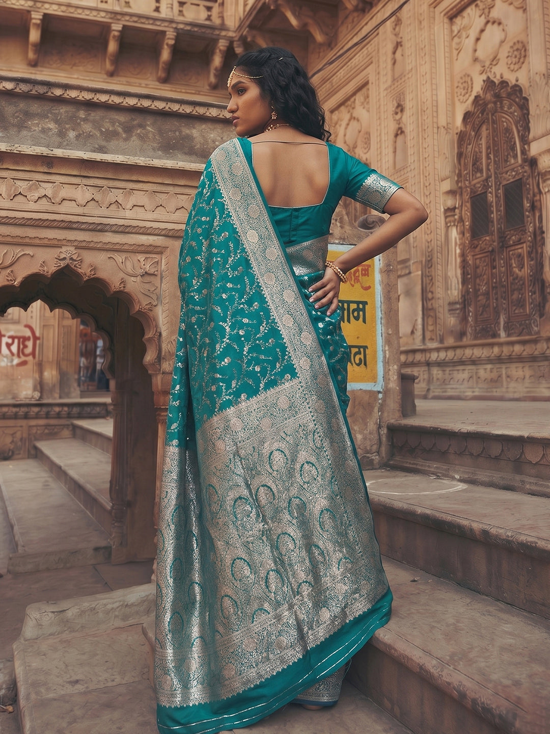 Shree Shyam Fashion Rama Green Art Silk Fancy Saree