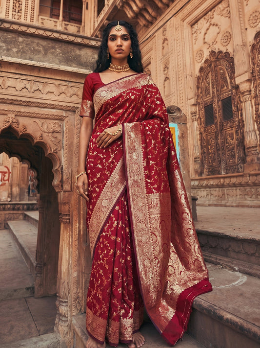 Shree Shyam Fashion Red Art Silk Fancy Saree