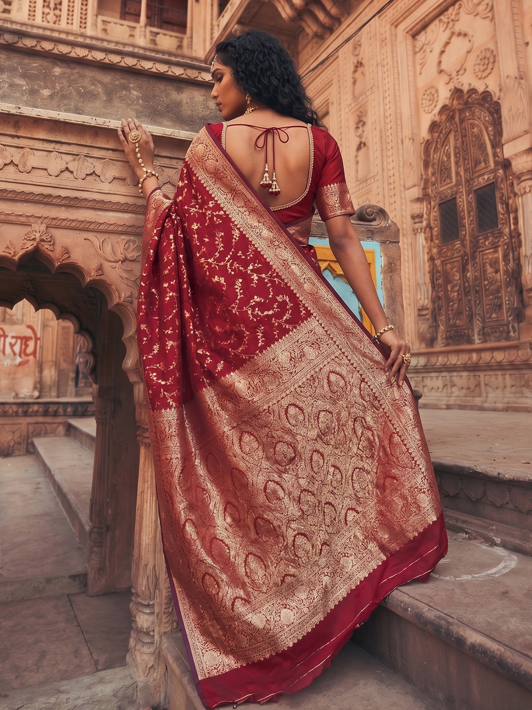 Shree Shyam Fashion Red Art Silk Fancy Saree
