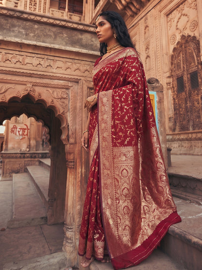 Shree Shyam Fashion Red Art Silk Fancy Saree