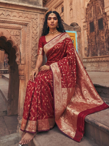 Shree Shyam Fashion Red Art Silk Fancy Saree