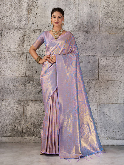 Shree Shyam Fashion Lavender Kanjivaram Silk Blend Fancy Saree