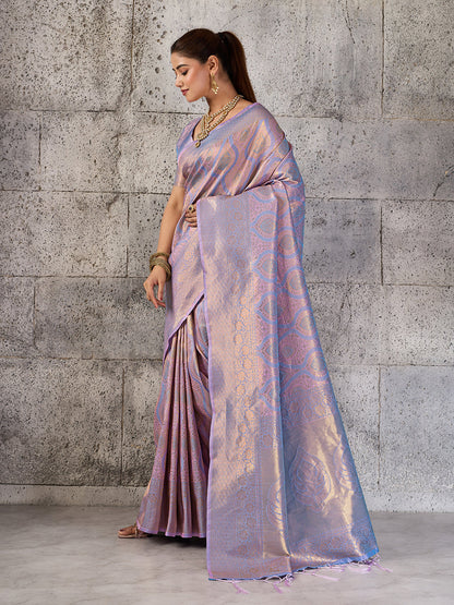 Shree Shyam Fashion Lavender Kanjivaram Silk Blend Fancy Saree