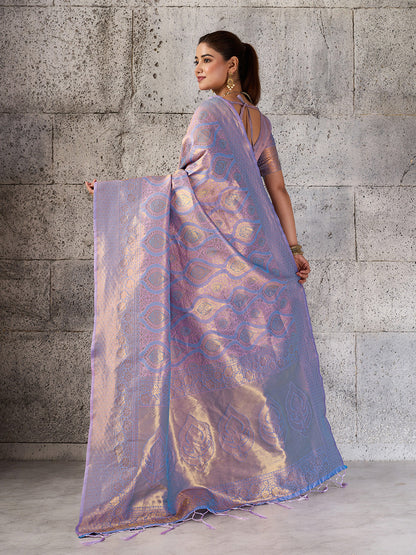 Shree Shyam Fashion Lavender Kanjivaram Silk Blend Fancy Saree