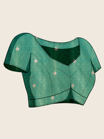 Dwija Fashion Green Wedding Wear Paithani Silk Jari Weaving On All Over Saree With Unstitched Blouse