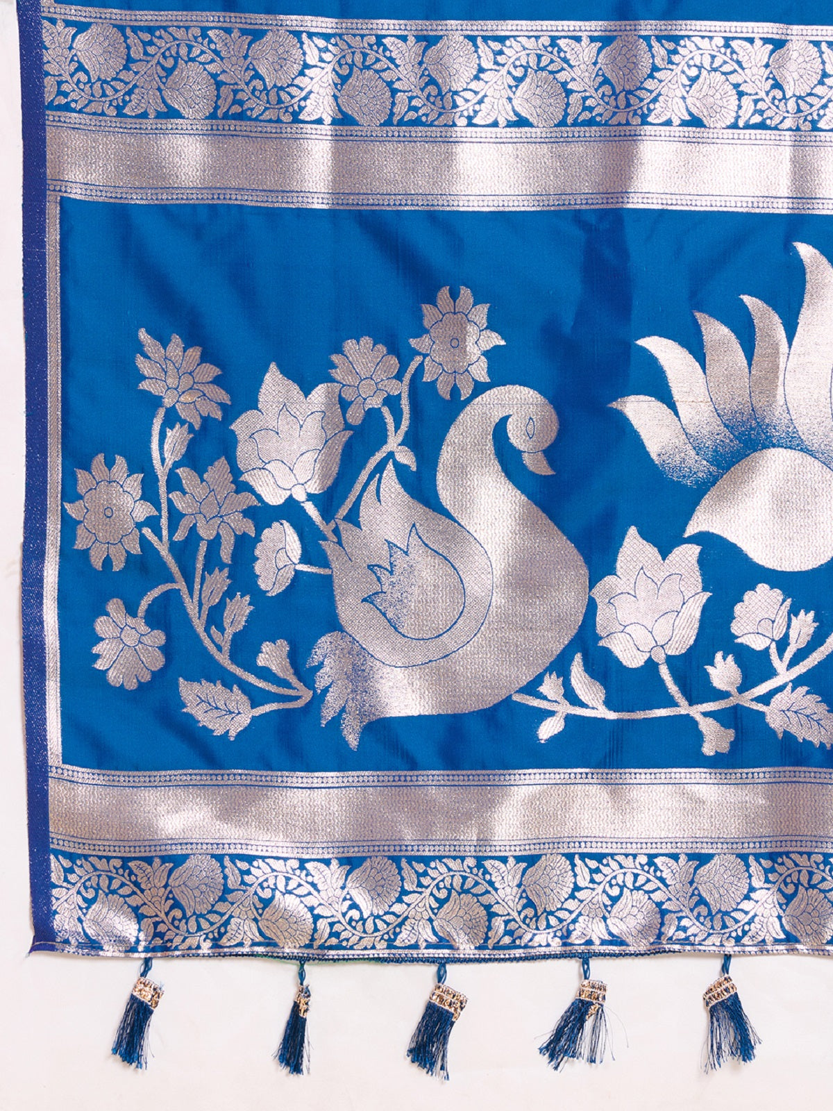 Dwija Fashion Blue Wedding Wear Paithani Silk Jari Weaving On All Over Saree With Unstitched Blouse