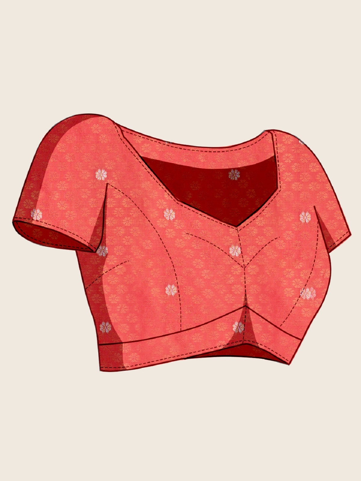 Dwija Fashion Peach Red Wedding Wear Paithani Silk Jari Weaving On All Over Saree With Unstitched Blouse