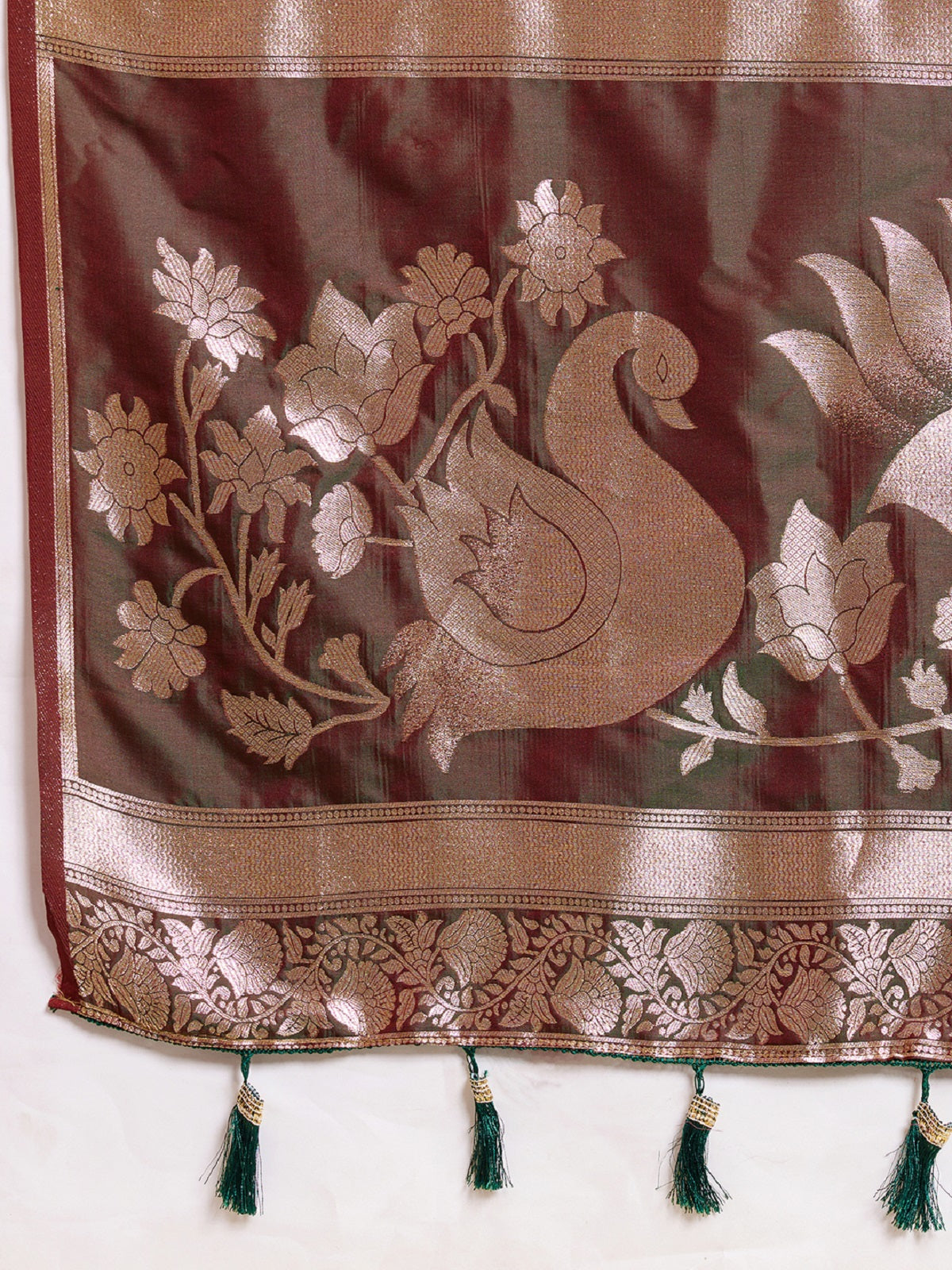 Dwija Fashion Chocolate Brown Wedding Wear Paithani Silk Jari Weaving On All Over Saree With Unstitched Blouse