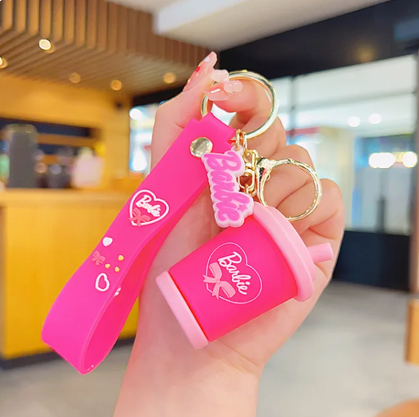 Barbie Themed Coffee Mug Fancy Keychain | Silicone Lanyard | Keychain | Pink |