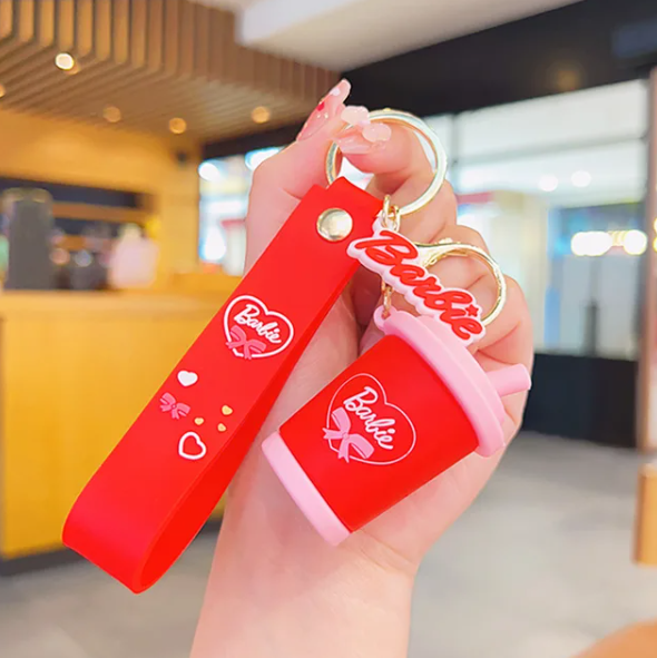 Barbie Themed Coffee Mug Fancy Keychain | Silicone Lanyard | Keychain | Red |