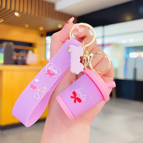 Barbie Themed Coffee Mug Fancy Keychain | Silicone Lanyard | Keychain | Purple |