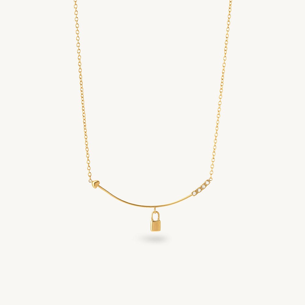 Lock Charm Bar Necklace