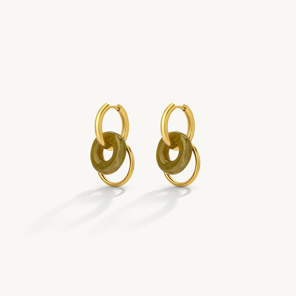 Olive Orbit Drop Earrings