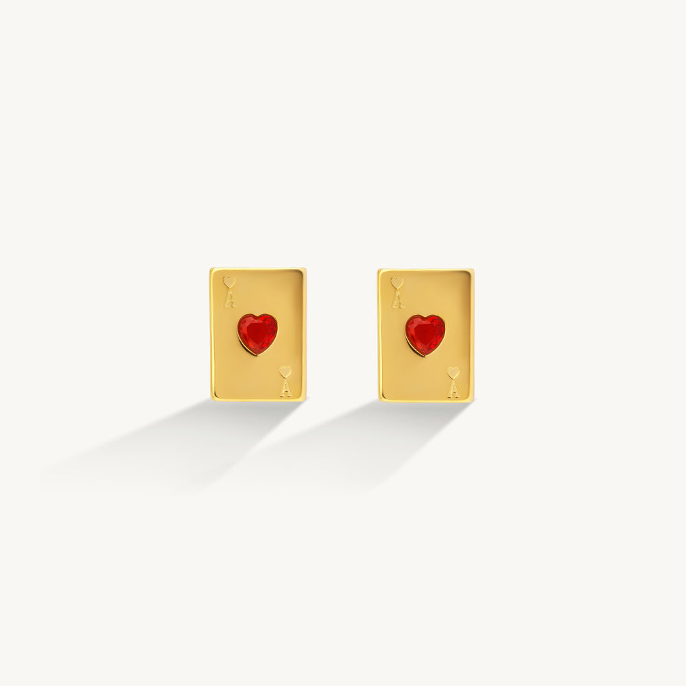 Heart Card Retro Stud Earrings