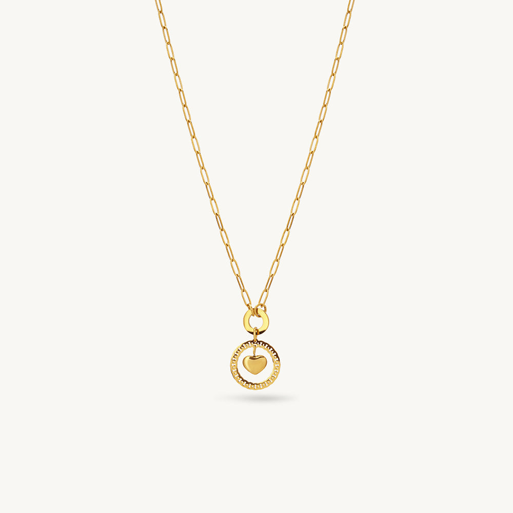 Halo Orbit Heart Drop Pendant Necklace