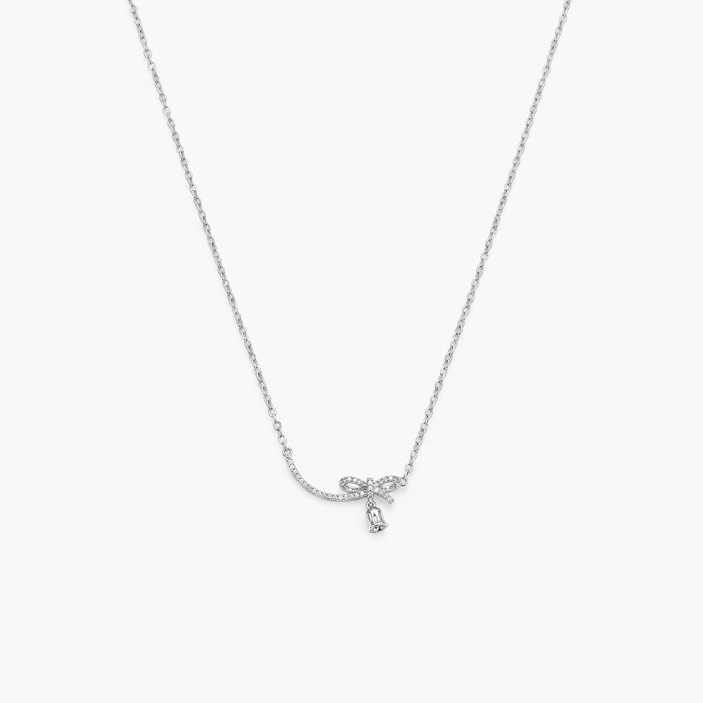 Dainty Bow Bar 925 Sterling Silver Necklace