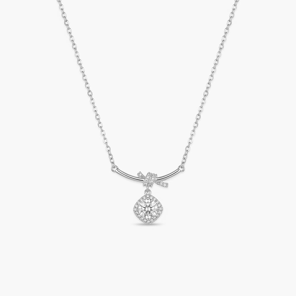 Minimal Bar Solitaire Drop 925 Sterling Silver Necklace