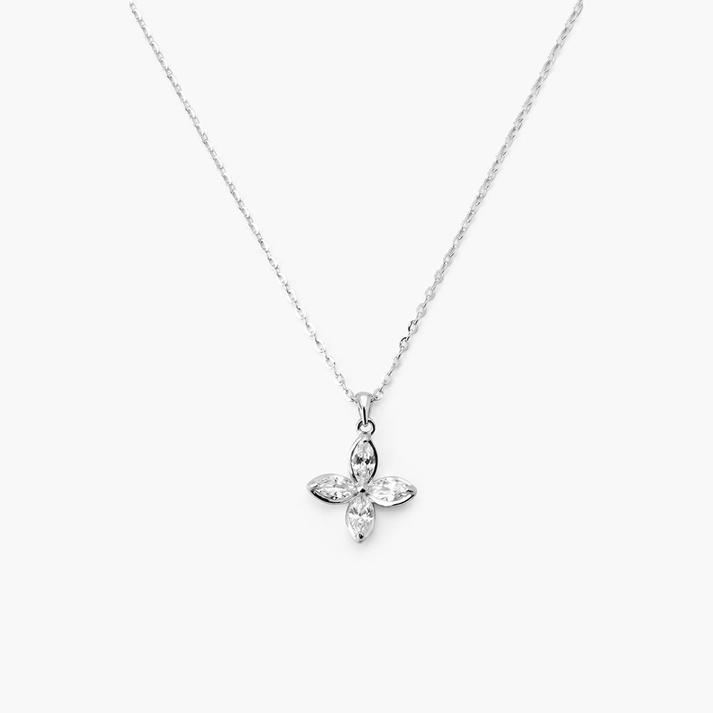Delicate Floral Charm 925 Sterling Silver Pendant Necklace