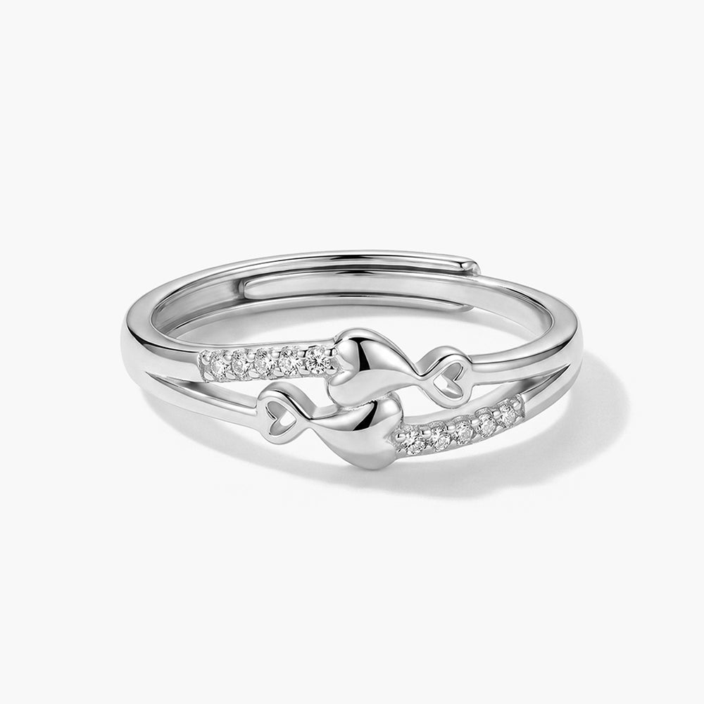 Interlocked Heart Sparkle 925 Sterling Silver Ring