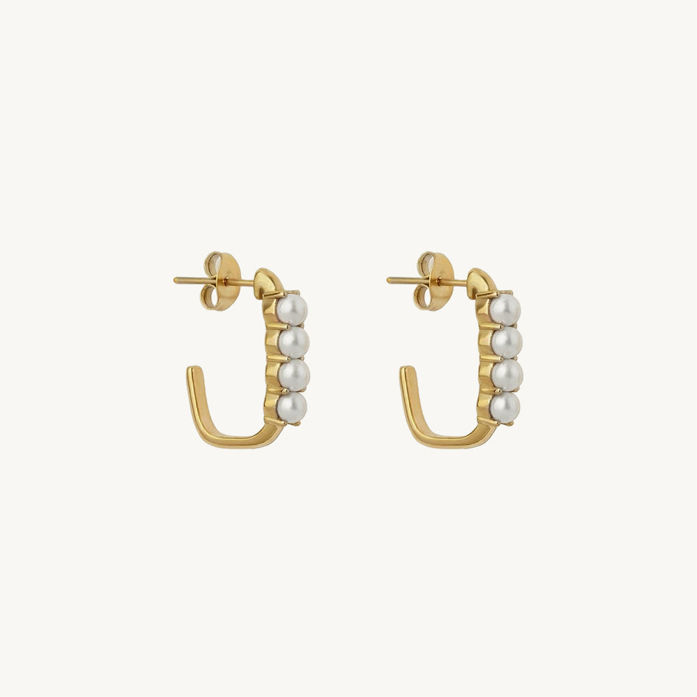 Curve Pearl Accent Earring