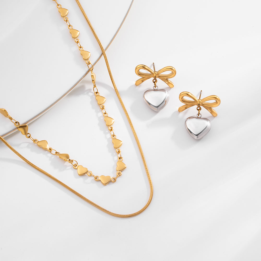 Bow Inspired Heart Jewellery Set