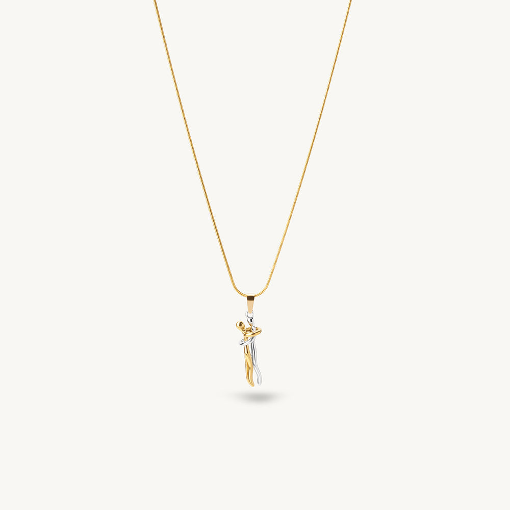 Dual Tone Couple Pendant Necklace