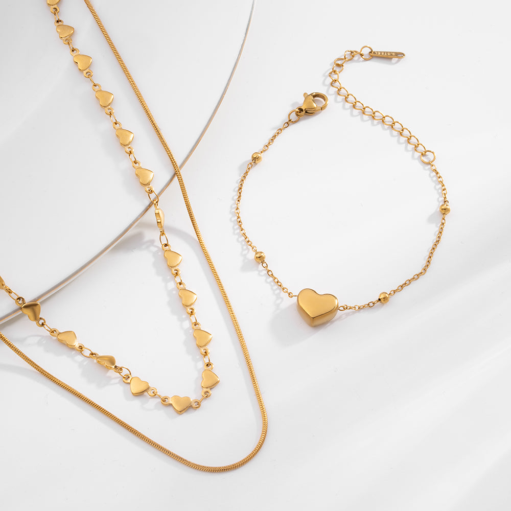 Layered Heart Embrace Jewellery Set