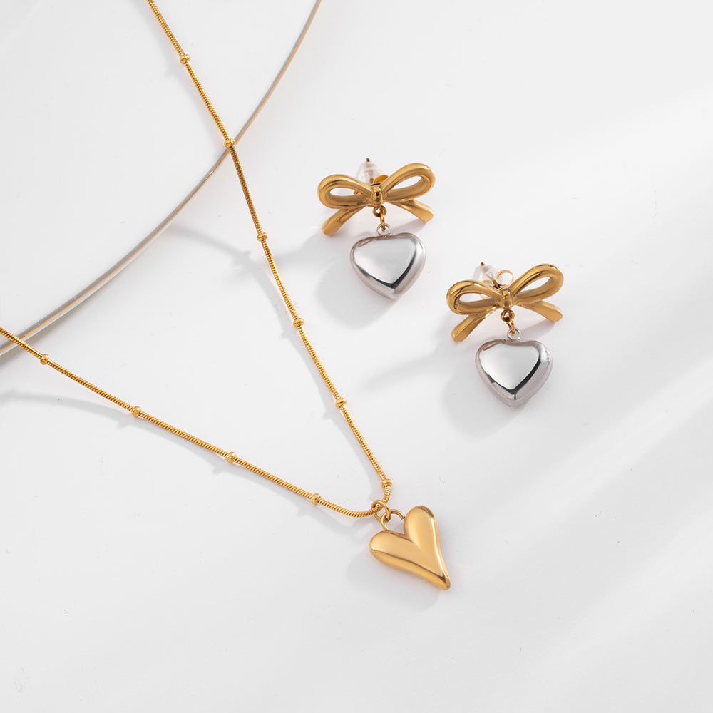 Soft Heart Bow Elegance Jewllery Set