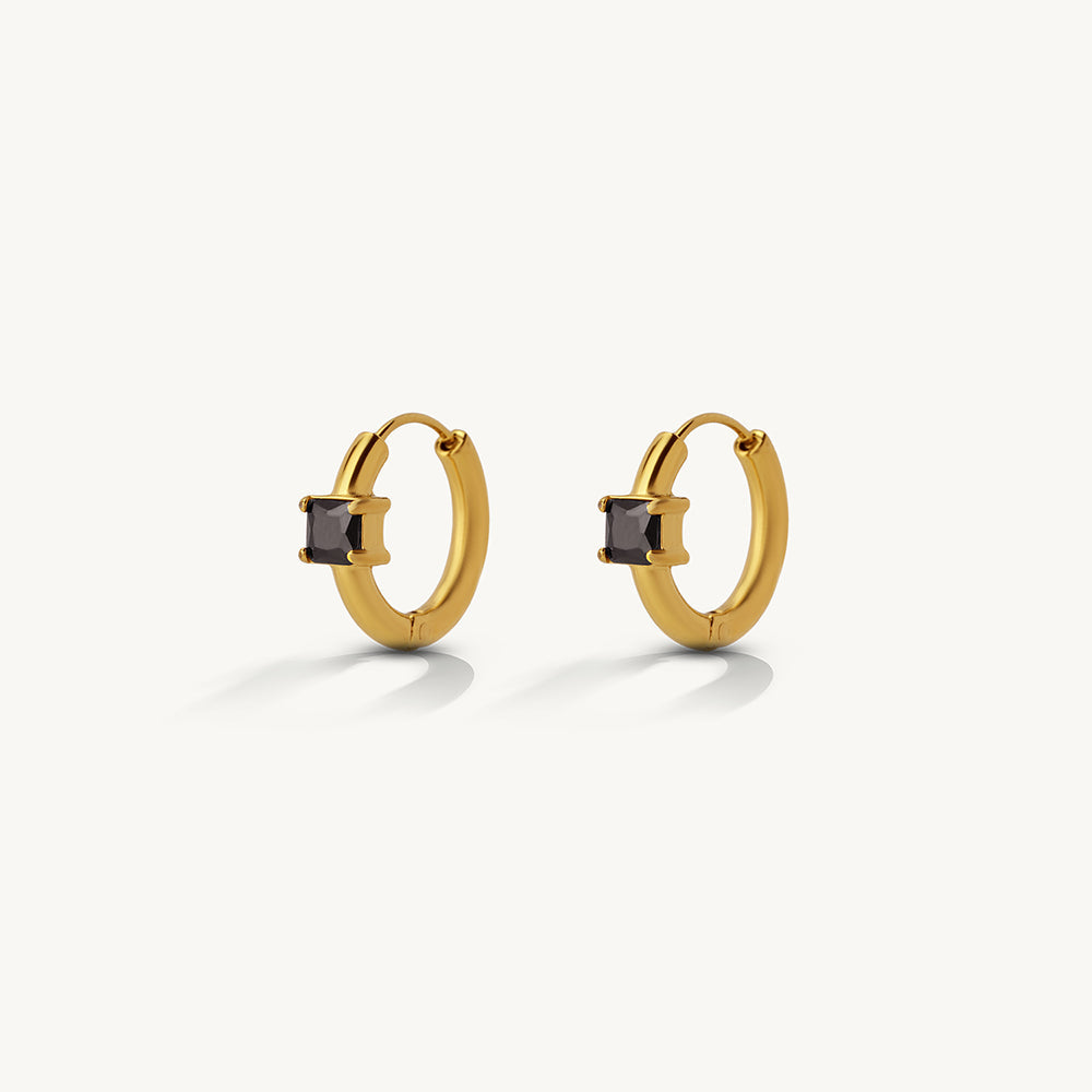 Auric Noir Crystal Hoops