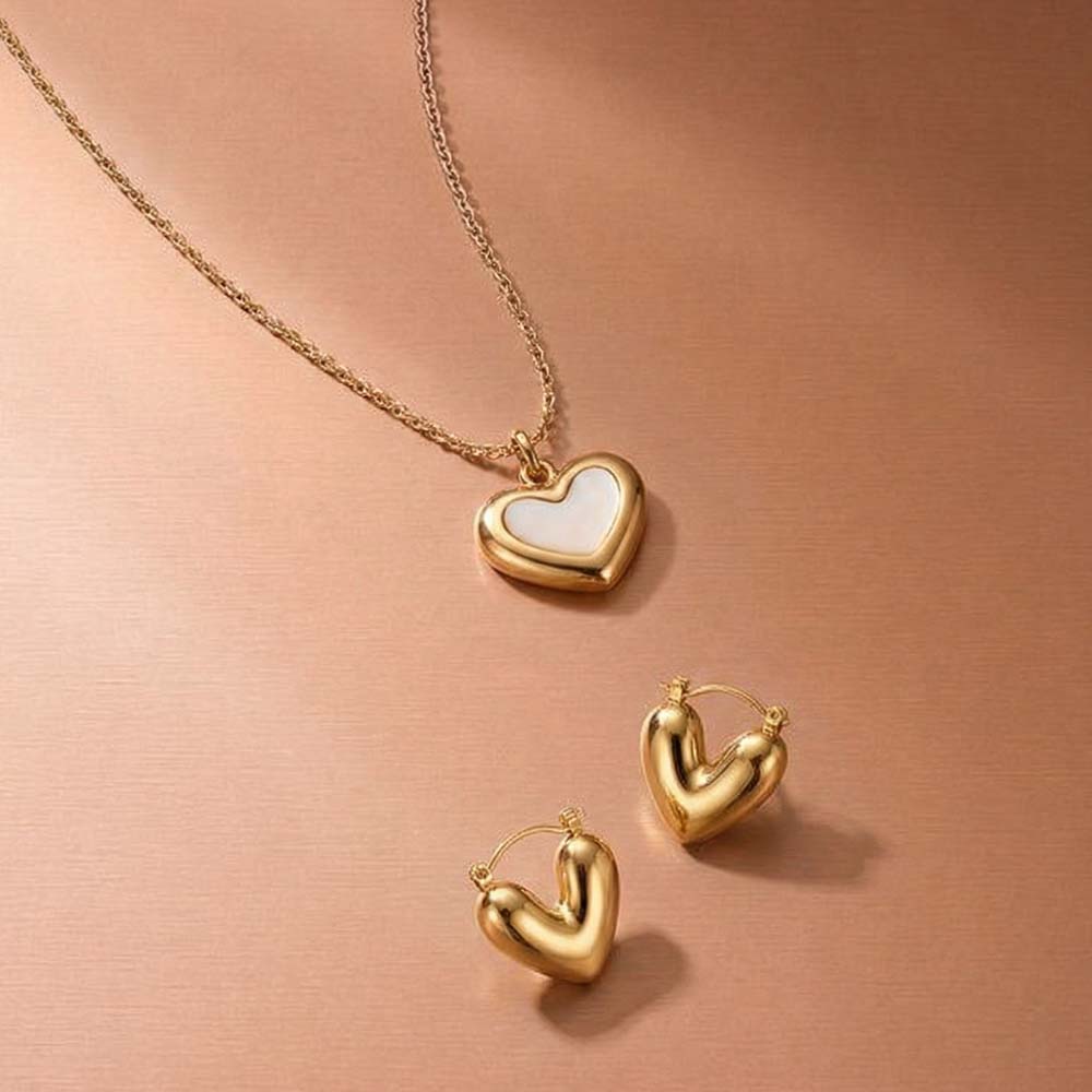 Chic Heart Charm Jewellery Set