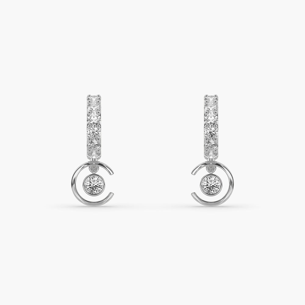 925 Sterling Silver Halo Swing Hoop Earrings