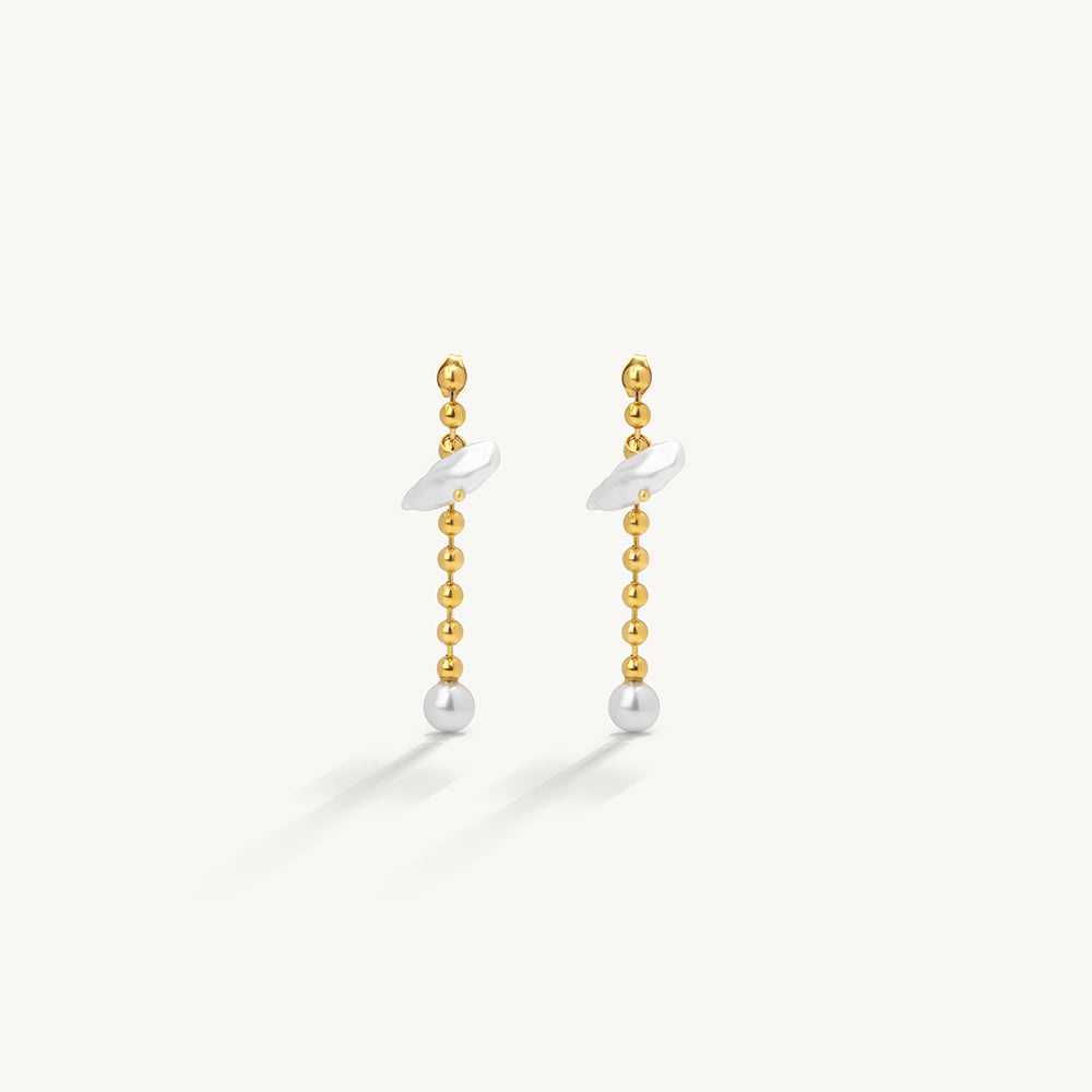 Abstract Pearl Dangle Earrings