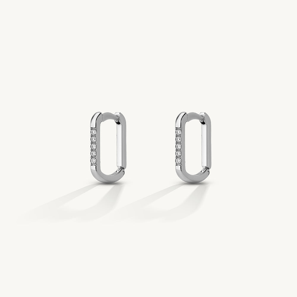 Silver Link Hoop Earrings