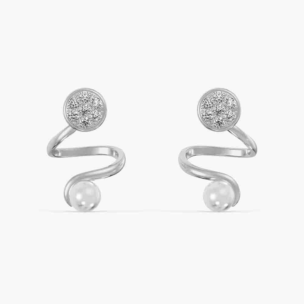 Pearl Swirl Charm 925 Sterling Silver Stud Earrings