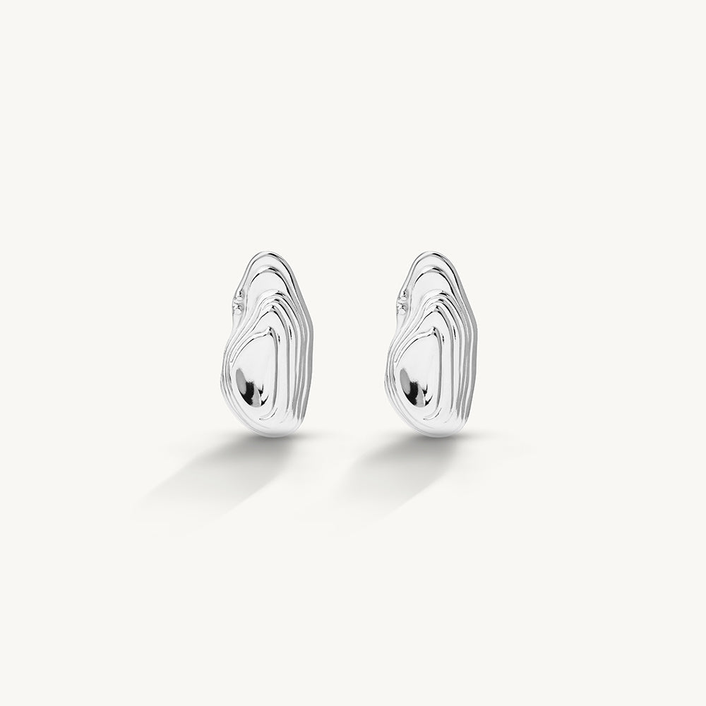 Sculpted Layered Oval Stud Earrings